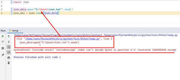 Python SyntaxError: (unicode error) 'unicodeescape' codec can't decode bytes in position 2-3: truncated \UXXXXXXXX escape